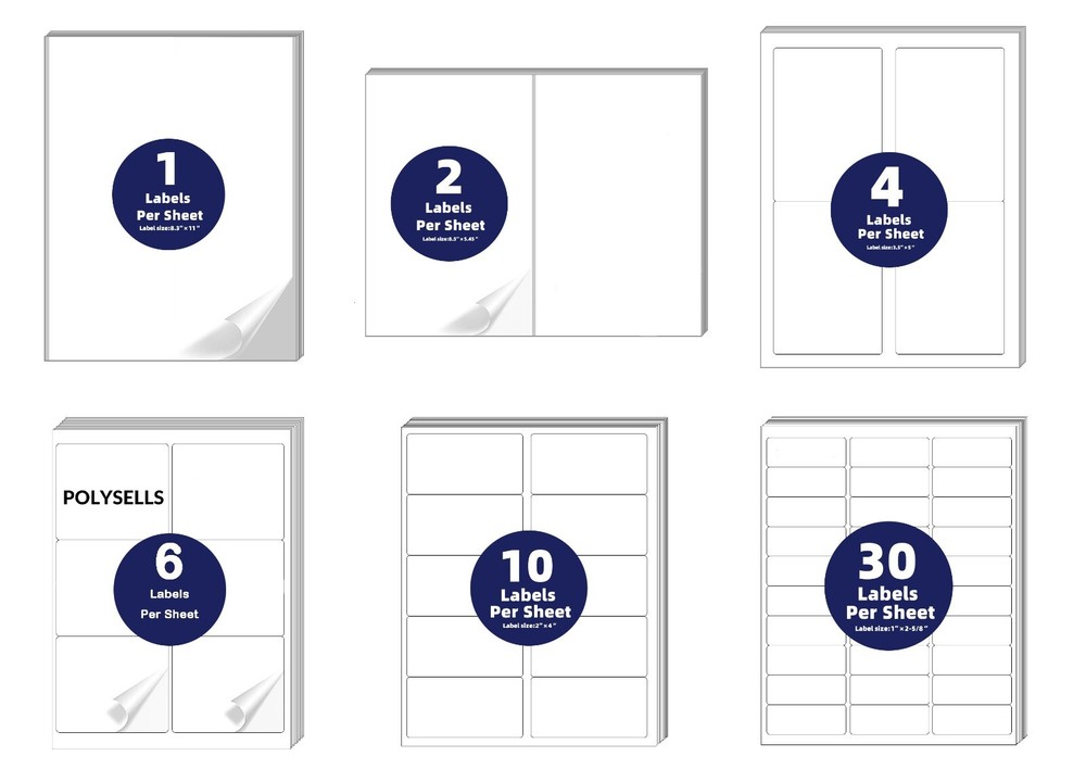 Address Shipping Labels Blank for Laser & Inkjet Any Size 1UP 2UP 6UP 10UP 30UP