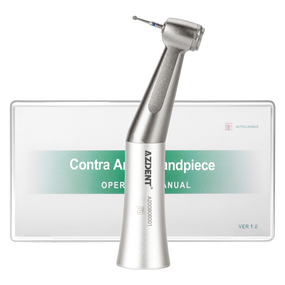 AZDENT Dental Slow Low Speed Handpiece Push Button Contra Angle fit FG 1.6mm Bur