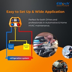 Elitech DMG-2SE 2-Way HVAC Manifold Gauge Set 88 Refrigerants Automotive AC Tool