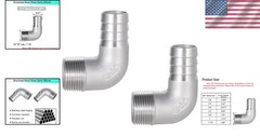 304 Stainless Steel Hose Barb 90 Degree Elbow 3/4″ Hose Barb to 3/4″ NPT Male
