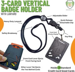 Specialist ID Vertical Top Load Three Card Badge Holder – Hard Plastic with Hea