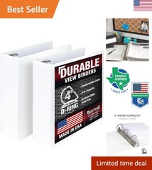 Versatile 4-Inch D-Ring Binder, 775 Sheets, Customizable Clear Cover, 2 Pack