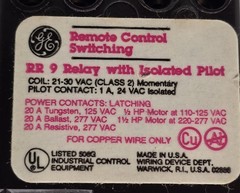 General Electric RR9 Relay 20A 120-277V AC 24V AC/DC 5-pin Plug-in Connector