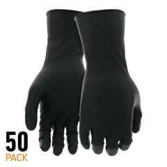 Large Black 8-Mil Thick 100% Nitrile Disposable Work Gloves with Textured Grip a