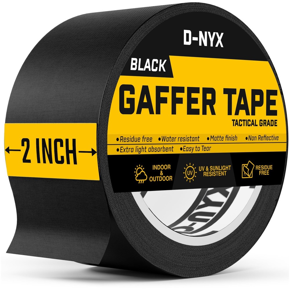 DNYX Gaffer Tape 2 Inch x 1 Pack Black Gaffing Tapes, Heavy Duty No Residue, …