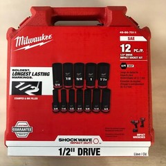Milwaukee 49-66-7011 Shockwave SAE 12 piece 1/2 Drive Impact Socket set NEW