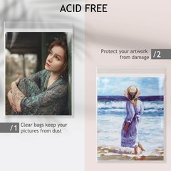 Golden State Art 50 Pack Acid-Free Clear Sleeves Storage Bags 8.5×11,