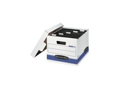 Bankers Box 00784 Hang ‘N’ Stor Storage Box, Letter, Lift-off Lid, White/Blue, 4