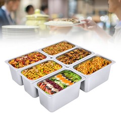 6 PACK 1/4 Size 6″ Deep Stainless Steel Steam Prep Table Hotel Buffet Food Pan