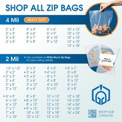 8” X 10” 100 Count 4 Mil Heavy Duty Clear Plastic Reclosable Zip Poly Bags wi…