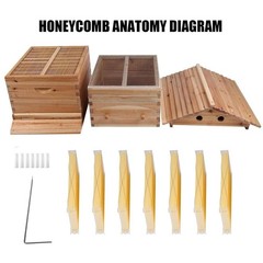 Automatic Beehive House Beekeeping Bee Hives Boxes + 7pcs Auto Honey Hive Frames