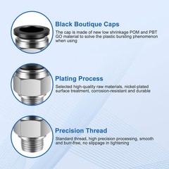 12 Pcs Push to Connect Fittings 1/2 Inch Tube OD x 1/4 Inch NPT Thread Pneuma…