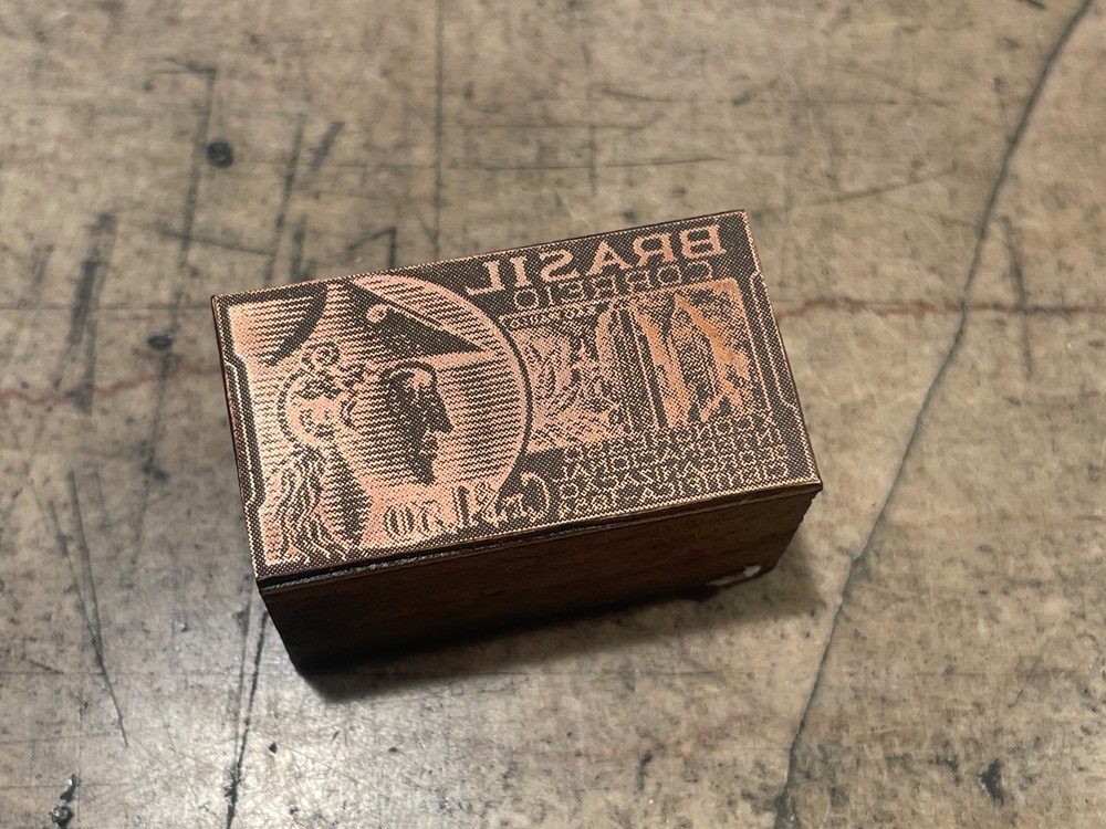 Printing Letterpress Print Block Copper Brasil / Brazil Postage Stamp (2528)