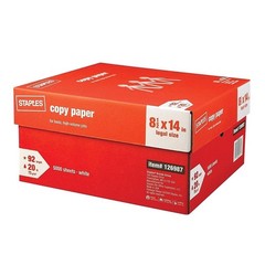 Staples 8.5-Inch X 14-Inch Copy Paper 20 Lbs. 92 Brightness 500/Ream 10