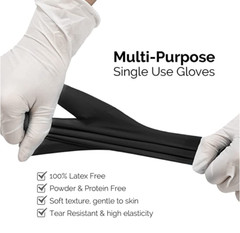 10-2000pcs Black Vinyl Gloves -S M L XL