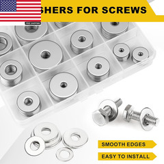 108Pcs 304 Stainless Steel Flat Washers, Fender Washers Assortment Kit 12 Sizes