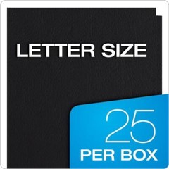 25 Count Black Two Pocket Letter Size File Folders Durable Textured Paper