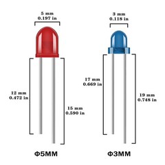 Multicolor LED Kit 5MM 3MM White Red Blue Yellow Green Orange Purple Round Lamp