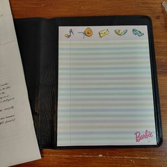 Vintage Barbie Faux Leather Padfolio Folder W Barbie Notepad 10×12 Black