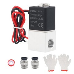 2 Way Normally Closed DC 24V Electric Solenoid Air Valve 1/4″ NPT Sets