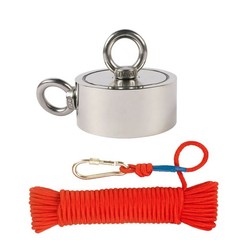 500 – 1300Lbs Pull Force Double Sided Strong Fishing Magnet Kit Rope Carabiner