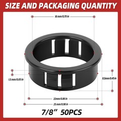 50PCS 7/8″ Round Cable Snap Bushing Grommet, Black Snap in Cable Grommet Prot…