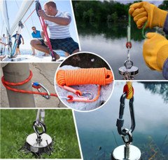 Fishing Magnet Kit Up to 1800 Lbs Pull Force Strong Neodymium + Rope + Carabiner