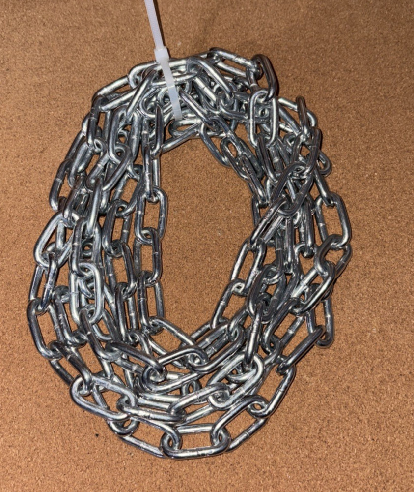 Coil Chain 10ft 10’ 5mm 3/16” 1100 lbs Rating – No Hooks – Q235 Steel