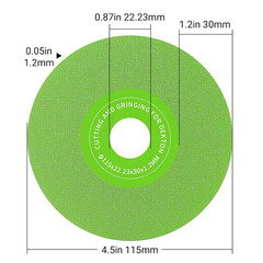 LOZLIN 3PCS 4.5″(115 * 22.23Mm) Diamond Grinding & Cutting Discs – Flat Angle Gr