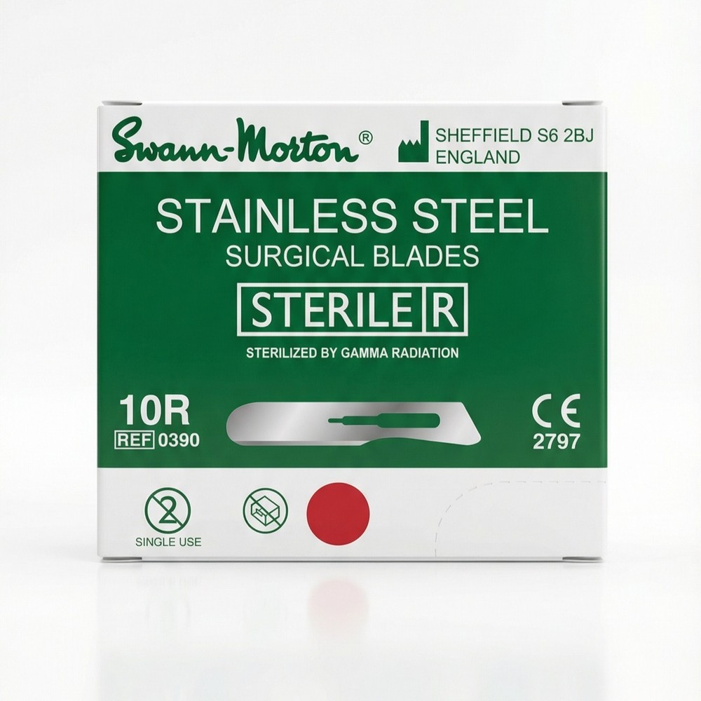 Swann-Morton 10R Surgical Blades 100-pack Stainless Steel Blade 0390 Authentic