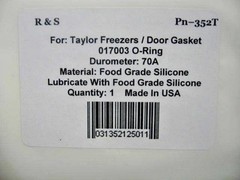 Taylor 017003 O-Rings / R&S 352T / Food Grade FDA Silicone Material