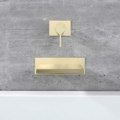 sumerain Wall Mount Tub Faucet Brushed Brass with Waterfall