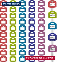 Blulu 50 Pieces Colored Key Tags with Labels 1 Inch Cute Silicone Key Covers Cap