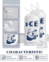 50 Pack Ice Bags 10 Lb, Heavy-Duty Ice Bags with Drawstring(2 Mils Thickness)