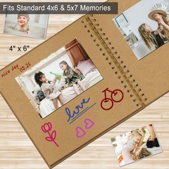 DIY Scrapbook Album 7×7 Inch, Hardcover Kraft Paper 7 Inch 40 Pages, Khaki