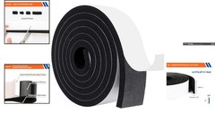 Durable 6.5FT Weatherstrip, 2×3/8in Black Adhesive Foam Tape for Home Insulation