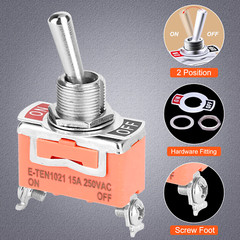 10x Waterproof Heavy Duty Toggle Switch ON/OFF 2 Terminal Car Boat SPST 15A 250V