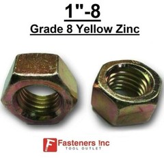 1″-8 Hex Bolt Yellow Zinc Plated Grade 8 Cap Screw Coarse Thread (All Sizes&Qtys