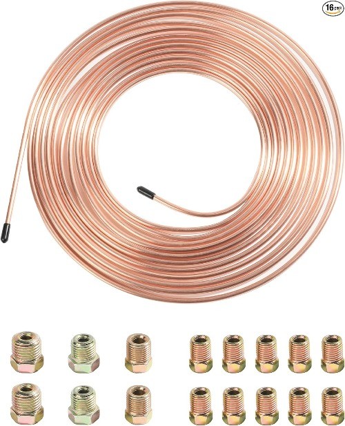 25 Ft. 3/16 Copper Nickel Brake Line, Rustproof Brake Line Tubing Color: Gold