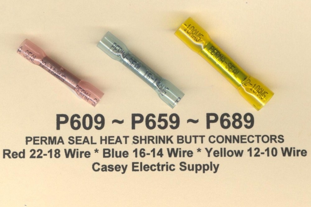 30 Piece PERMA SEAL Heat Shrink BUTT Terminal Connectors Red Blue Yellow MOLEX