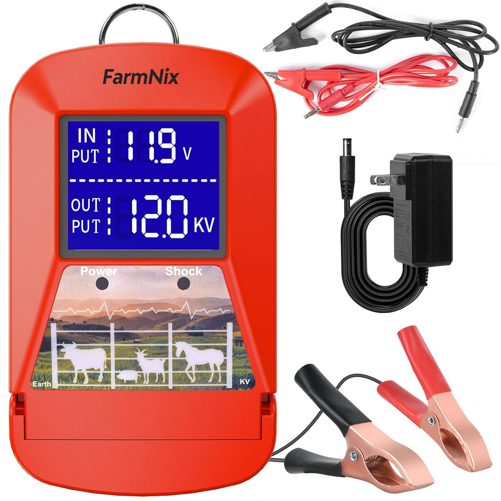 12KV Electric Fence Charger,15 Miles Electric Fence, 3 Joules Pulse Energy, Wate