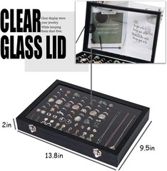 Ring Holder Organizer Box, Jewelry Display 100 Slots Ring, Black Large Size