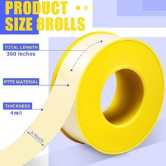 8 Rolls Yellow PTFE Gas Pipe Thread Seal Tape 3/4″ x 390″ Leak Proof