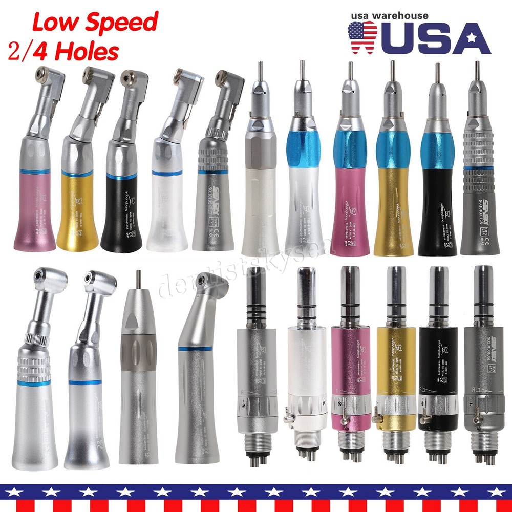 Dental Slow Low Speed Handpiece Contra Angle Straight Air Motor 2/4 Hole Multi-a
