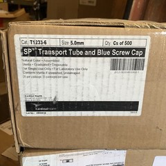 (500Pack) Cardinal Health T1233-6 SP 5.0mm Transport Tube Blue Screw Cap Sterile