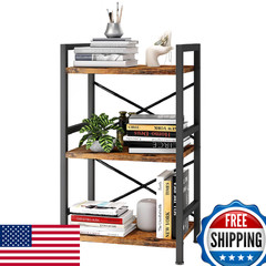Homeiju Bookshelf 3 Tier Industrial Bookcase Metal Small Bookcase Rustic