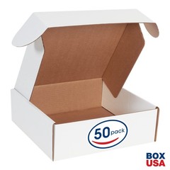 Box USA 12″ Deluxe Shipping Boxes 12″L x 12″W x 4″H, 50-Pack – White Box Mail…