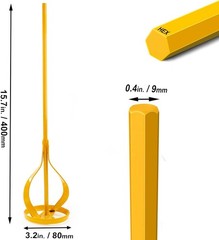 Paint & Mud Mixer Drill Stirrer Tool Hex Head for 1-5 Gallon Buckets Yellow