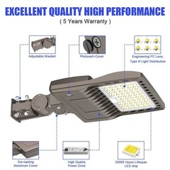 LED Street Lights Shoebox Parking Lot Lighting 200W IP65 Outdoor Yard Flood Lamp