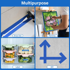 4 Rolls Blue Painters Tape, Premium Masking Tape, Paint Tape for Multi-Purpose,